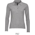 Damen-Poloshirt mit langen Ärmeln Sols Podium melange grau