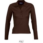 Damen-Poloshirt mit langen Ärmeln Sols Podium Schokolade