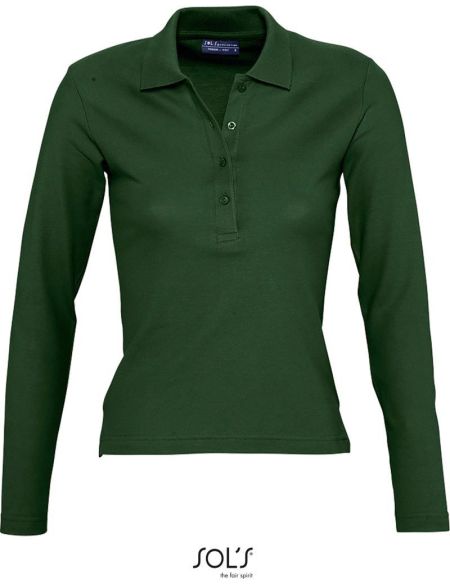 Damen-Poloshirt mit langen Ärmeln Sols Podium Golfgrün