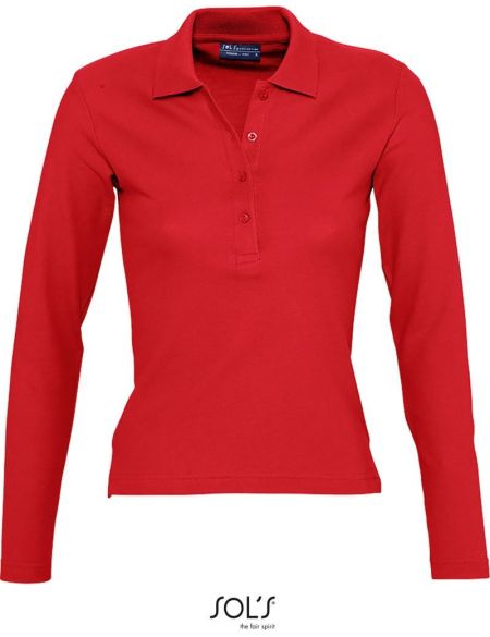 Damen-Poloshirt mit langen Ärmeln Sols Podium weiß