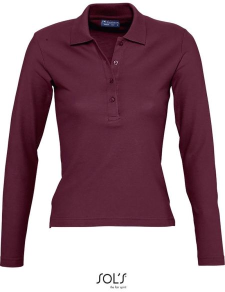 Damen-Poloshirt mit langen Ärmeln Sols Podium Burgunderrot