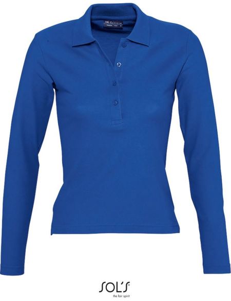 Damen-Poloshirt mit langen Ärmeln Sols Podium Königsblau