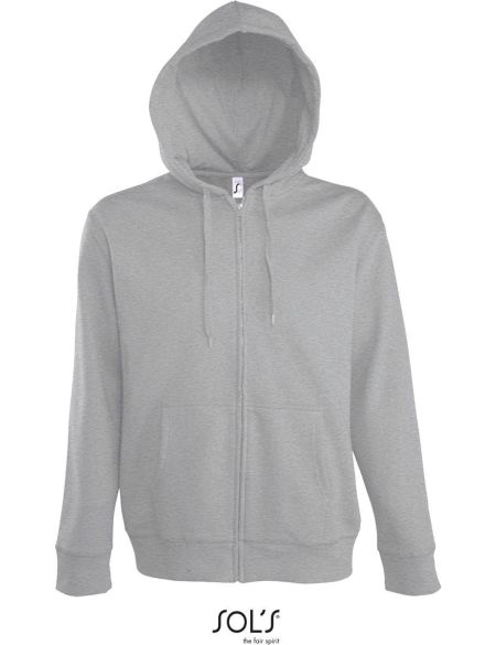 Unisex-Sweatshirt mit gefütterter Kapuze Sols Seven Men grau meliert