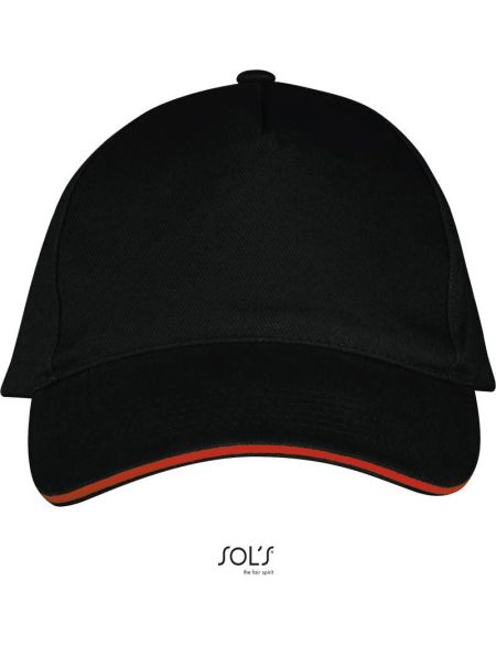 Sols Long Beach Sandwich-Cap schwarz/rot