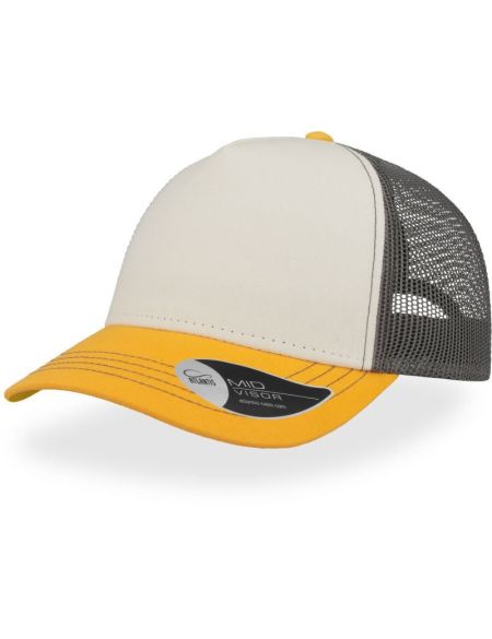 Mesh-Cap Atlantis Rapper Canvas weiß/gelb/dunkelgrau