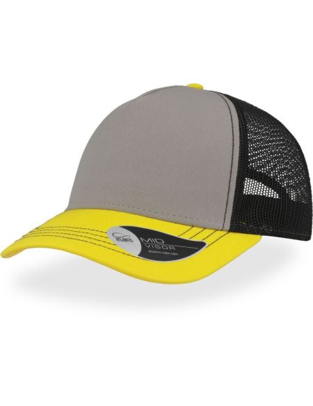 Mesh-Cap Atlantis Rapper Canvas weiß/gelb/dunkelgrau