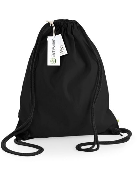 Schwerer Rucksack aus schwerer Bio-Baumwolle von Westford Mill W810 in Schwarz/Schwarz
