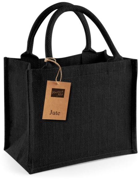 Einkaufstasche Jute Mini Westford Mill W412 schwarz/schwarz
