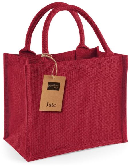 Einkaufstasche Jute Mini Westford Mill W412 rot/rot