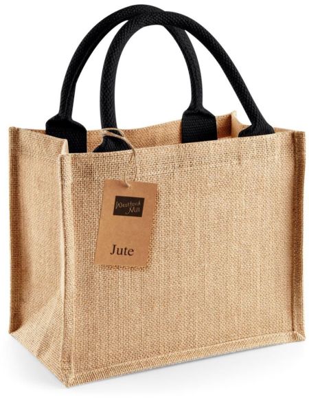 Einkaufstasche Jute Mini Westford Mill W412 natur/schwarz