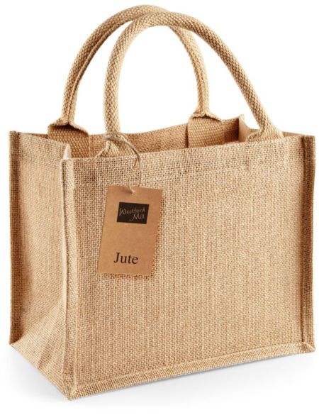Einkaufstasche Jute Mini Westford Mill W412 schwarz/schwarz