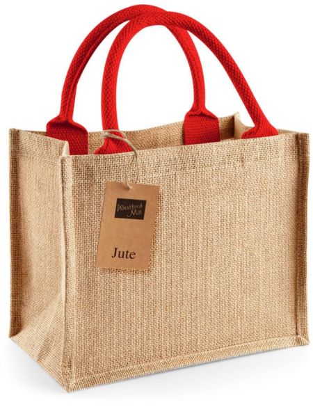 Einkaufstasche Jute Mini Westford Mill W412 natur/hellrot