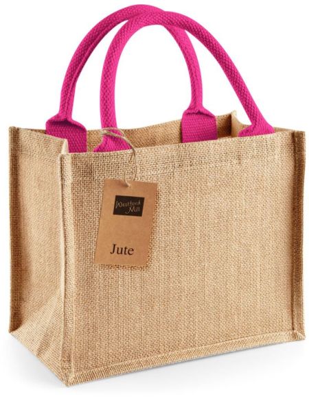Jute-Einkaufstasche Mini Westford Mill W412 natur/fuchsia