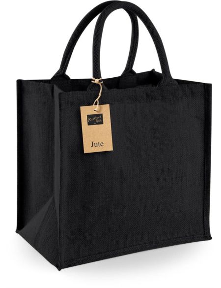 Einkaufstasche Jute Midi Westford Mill W413 schwarz/schwarz
