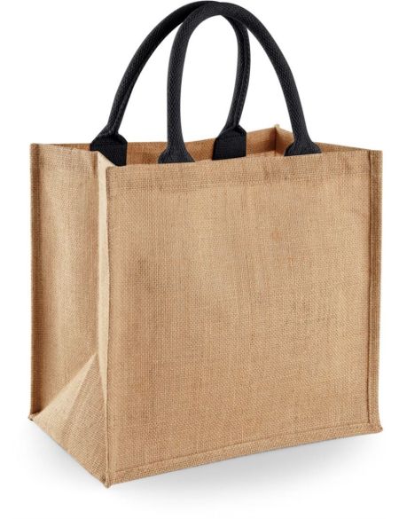 Einkaufstasche Jute Midi Westford Mill W413 schwarz/schwarz