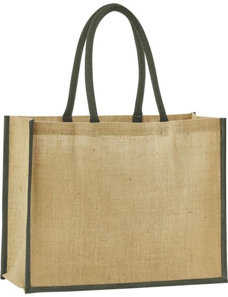Jute-Einkaufstasche klassisch Westford Mill W470 natur/olivgrün