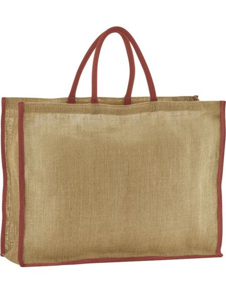 Jute-Einkaufstasche Westford Mill W475 natur/orange rost