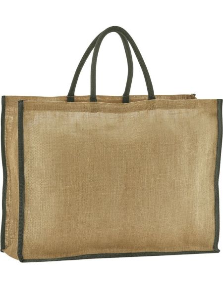 Einkaufstasche Jute Westford Mill W475 natur/olivgrün