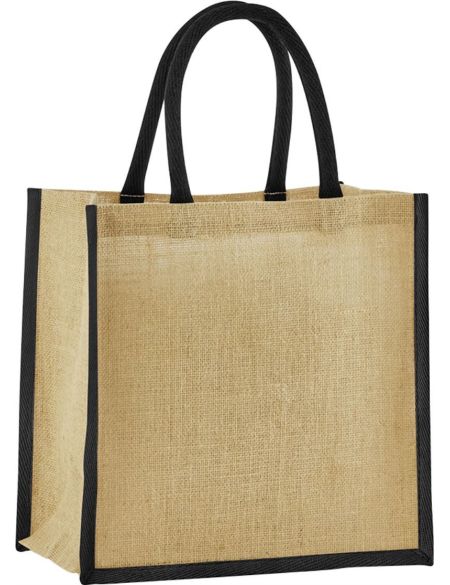 Einkaufstasche Jute Mini Westford Mill W477 natur/schwarz