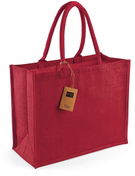 Jute-Einkaufstasche klassisch Westford Mill W407 rot/rot