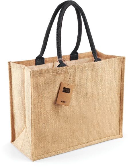 Jute-Einkaufstasche klassisch Westford Mill W407 schwarz/schwarz