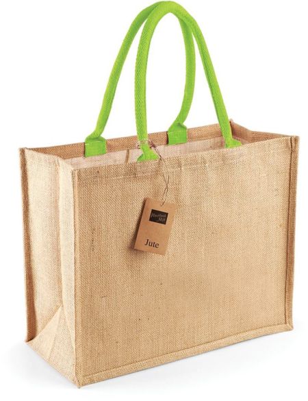 Jute-Einkaufstasche klassisch Westford Mill W407 natur/lindgrün