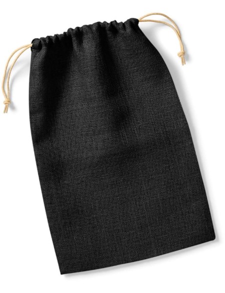 Jute bag with drawstring Westford Mill W415 black/natural size L