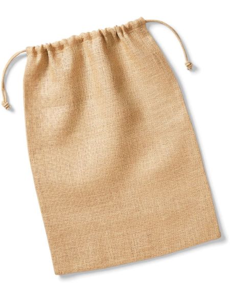 Jutebeutel mit Kordelzug Westford Mill W415 schwarz/natur