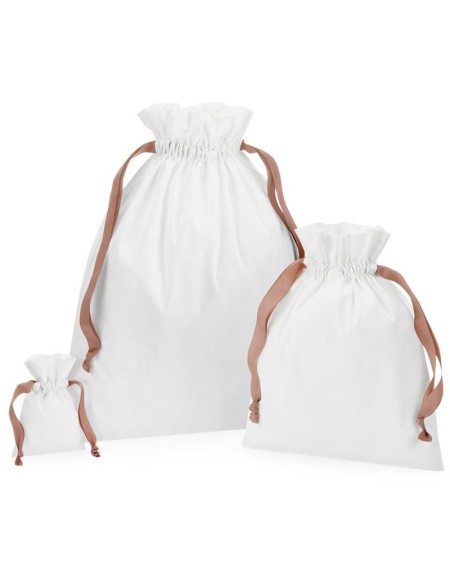 Baumwolltasche mit Band Westford Mill W121 Soft White/Roségold Größe S