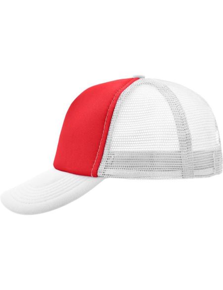 Mesh-Polyesterkappe Myrtle Beach MB70 weiß/rot