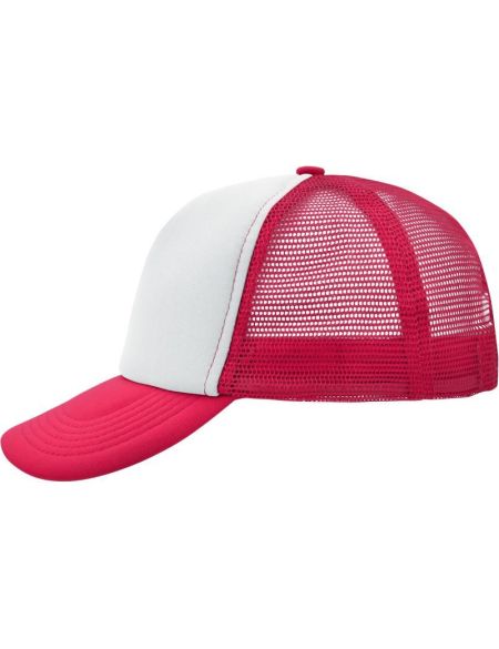 Mesh-Polyesterkappe Myrtle Beach MB70 weiß/magenta