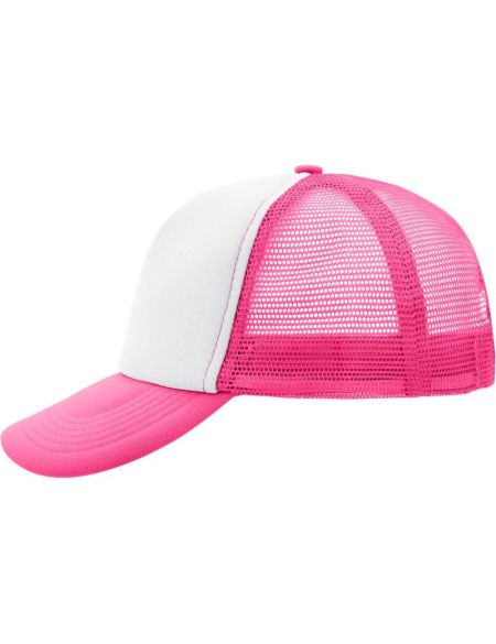 Mesh-Polyesterkappe Myrtle Beach MB70 weiß/neonpink