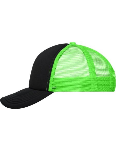 Mesh-Polyesterkappe Myrtle Beach MB70 schwarz/neongrün