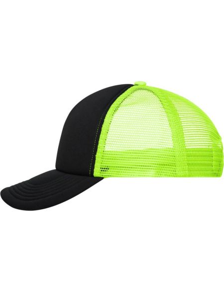 Mesh-Polyesterkappe Myrtle Beach MB70 schwarz/neongelb