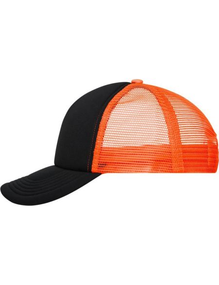 Mesh-Polyesterkappe Myrtle Beach MB70 schwarz/neonorange