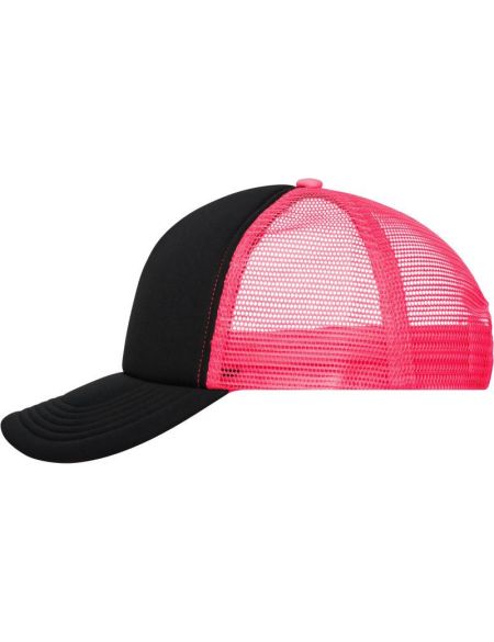 Mesh-Polyesterkappe Myrtle Beach MB70 schwarz/neonpink