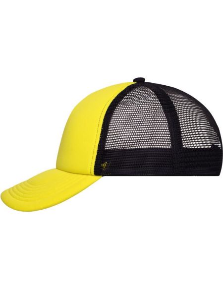 Mesh-Polyesterkappe Myrtle Beach MB70 sonnengelb/schwarz