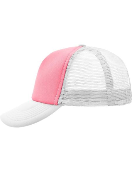 Mesh-Polyesterkappe Myrtle Beach MB70 neonpink/weiß