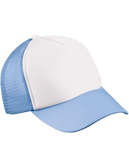 Kinder-Mesh-Polyester-Mütze Myrtle Beach MB71 weiß/hellblau