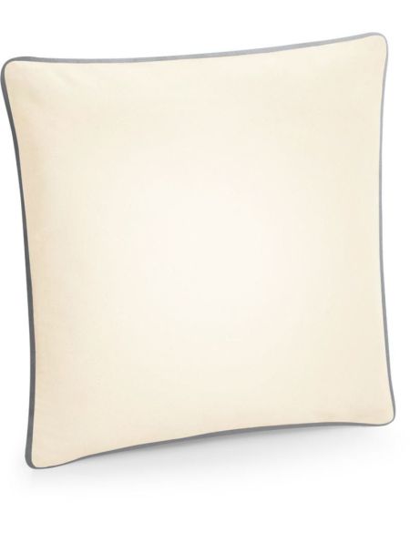 Kissenbezug mit Fairtrade Westford Mill Besatz W355 Natur/Hellgrau
