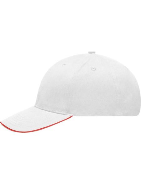 Myrtle Beach leicht geschliffene Sandwich-Kappe MB6541 weiß/rot