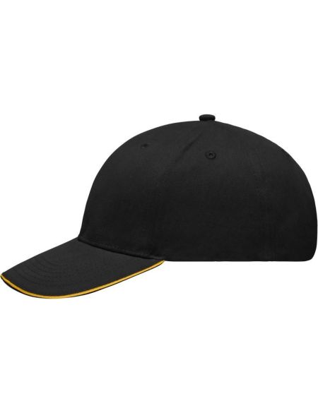 Leicht geschliffene Sandwich-Kappe Myrtle Beach MB6541 schwarz/goldgelb