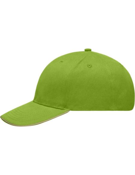 Myrtle Beach leicht sandgestrahlte Sandwich-Kappe MB6541 Limettengrün/Beige