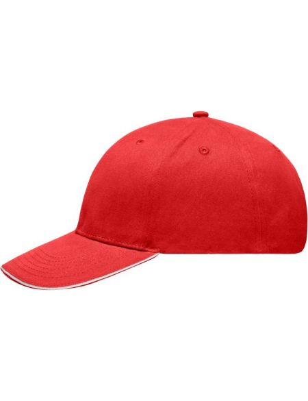 Myrtle Beach leicht geschliffene Sandwich-Kappe MB6541 rot/weiß