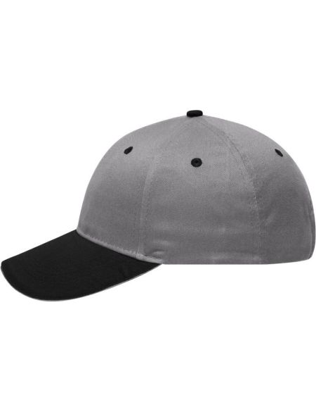 Sandwich-Kappe Myrtle Beach MB6212 hellgrau/schwarz/hellgrau