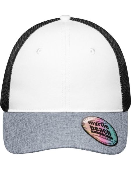 Mesh-Cap Myrtle Beach MB6244 weiß/grau melange/schwarz