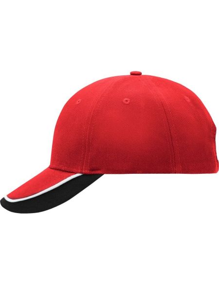 Kappe mit dreifarbigem Schirm Myrtle Beach MB49 rot/weiß/schwarz