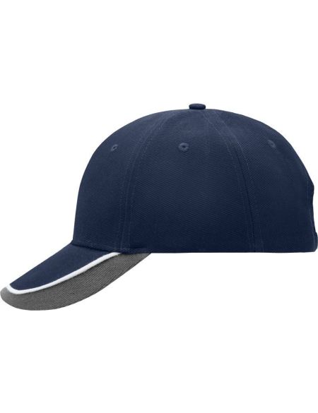 Kappe mit dreifarbigem Schirm Myrtle Beach MB49 marineblau/weiß/hellgrau