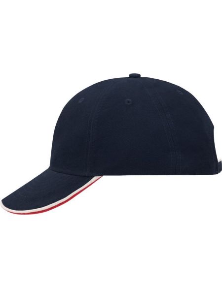 Myrtle Beach MB6197 marineblau/weiß/rot doppelgefütterte Baseballkappe