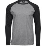 Tee Jays 5072 meliert/schwarzes langärmliges Baseballshirt für Herren